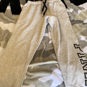 Light Gray and Black Sweatpants from PINK.